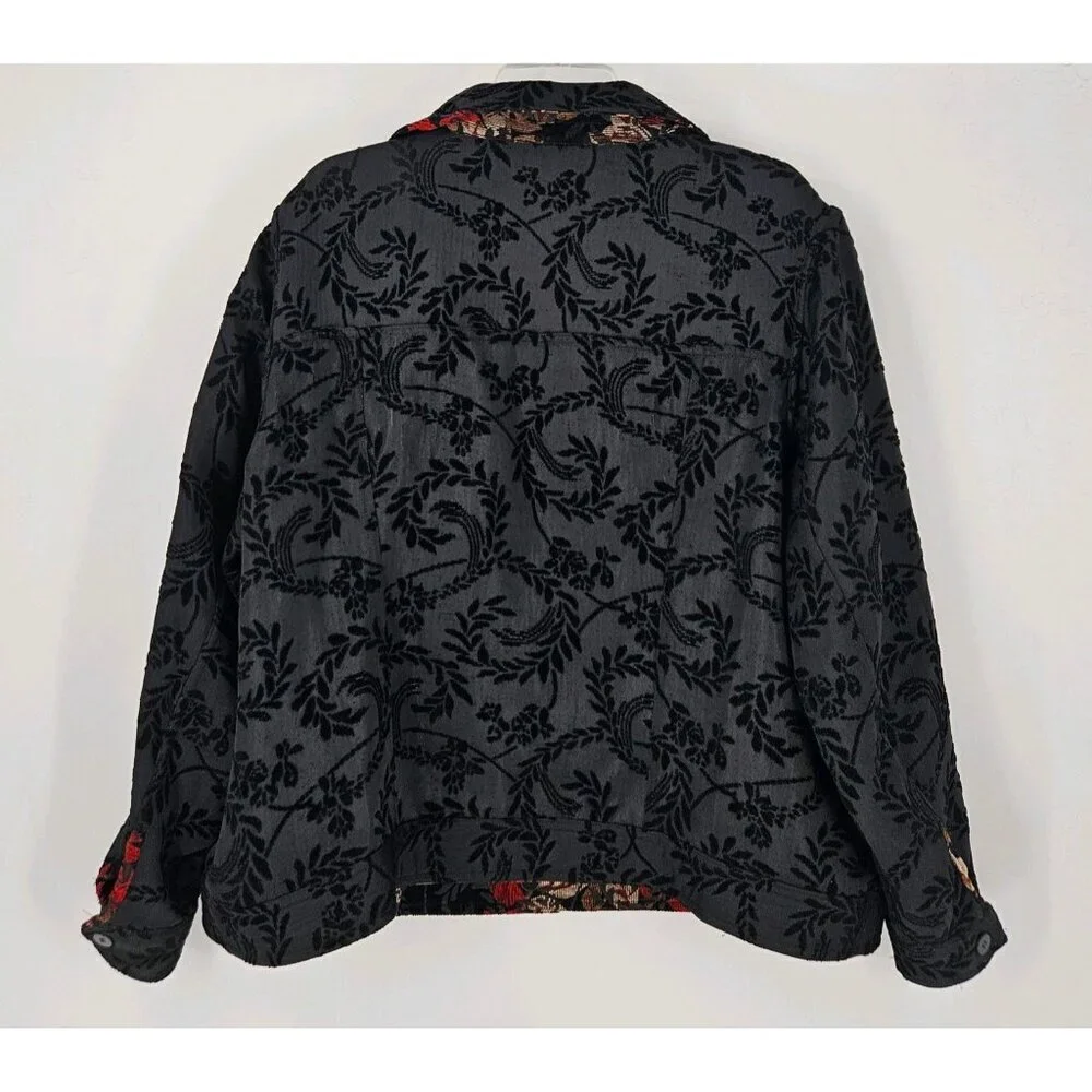 Analogy Plus Size 2X Reversible Jacket Tapestry Embroider Floral Jacket Brocade